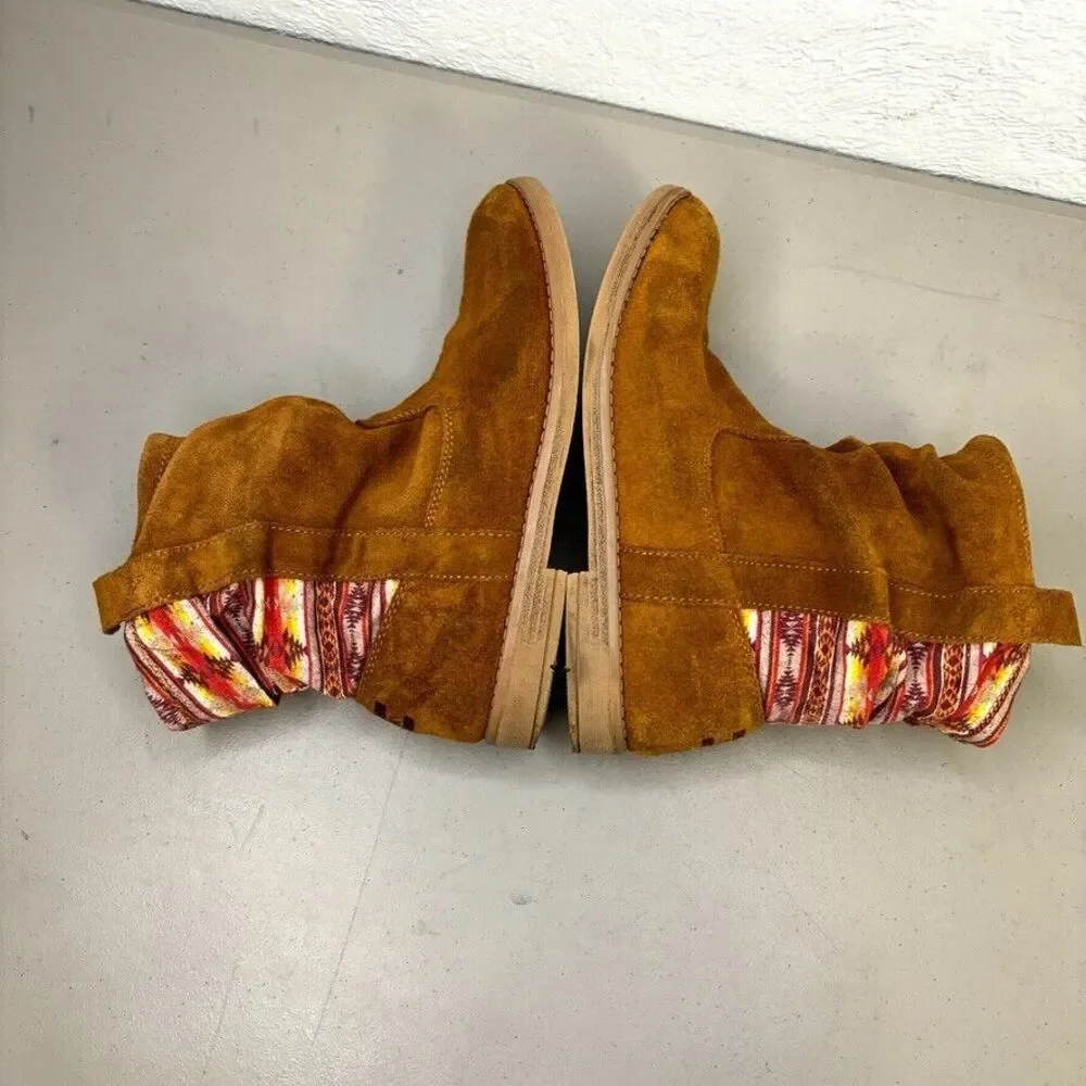TOMS Laurel Cinnamon Faux Suede Sunset Stripe Slouch Ankle Bootie Girls Size 4 M